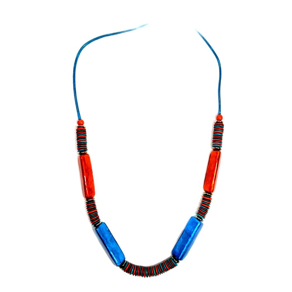 Vintage 80s Chunky Statement Necklace Bright Prism Beads Statement Tribal Boho
